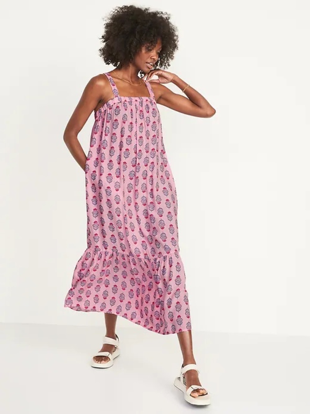 NWT Old Navy Sleeveless Tie-Back Cutout Maxi Swing Dress, size Large